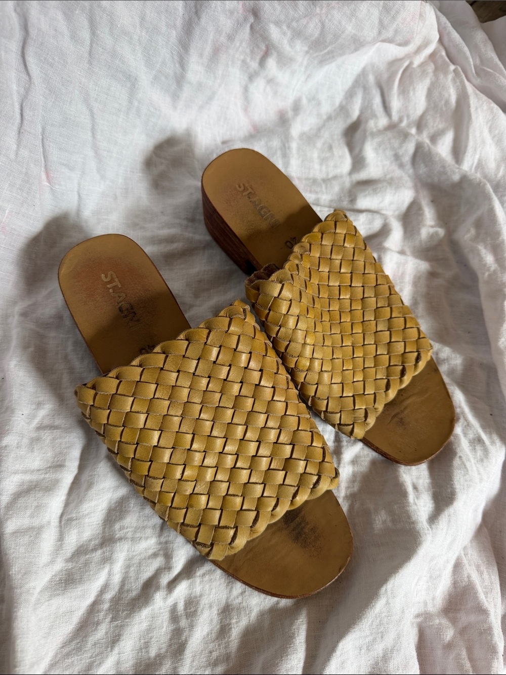 St Agni Woven Leather Slide Mules